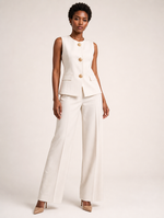 Ensemble tailleur sans manches Ivoire Élégance