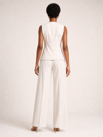 Ensemble tailleur sans manches Ivoire Élégance