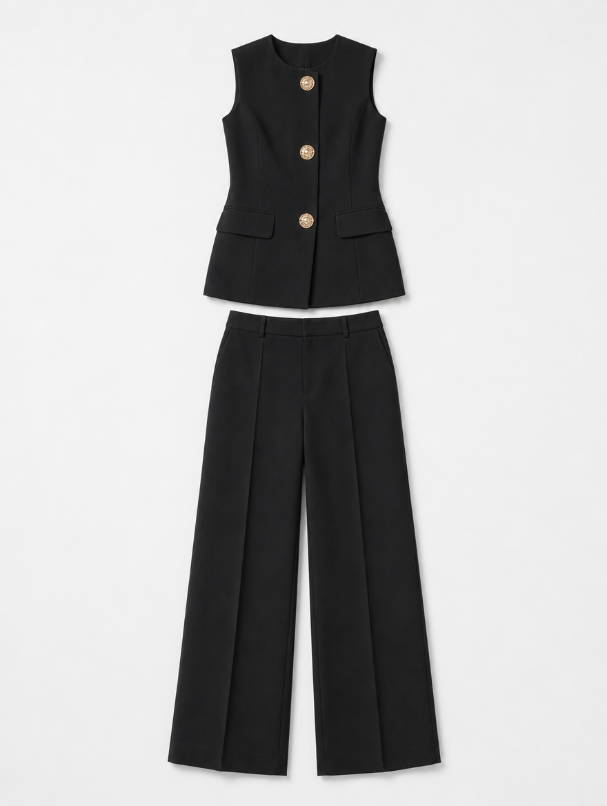 Ensemble tailleur sans manches Élégance Noire